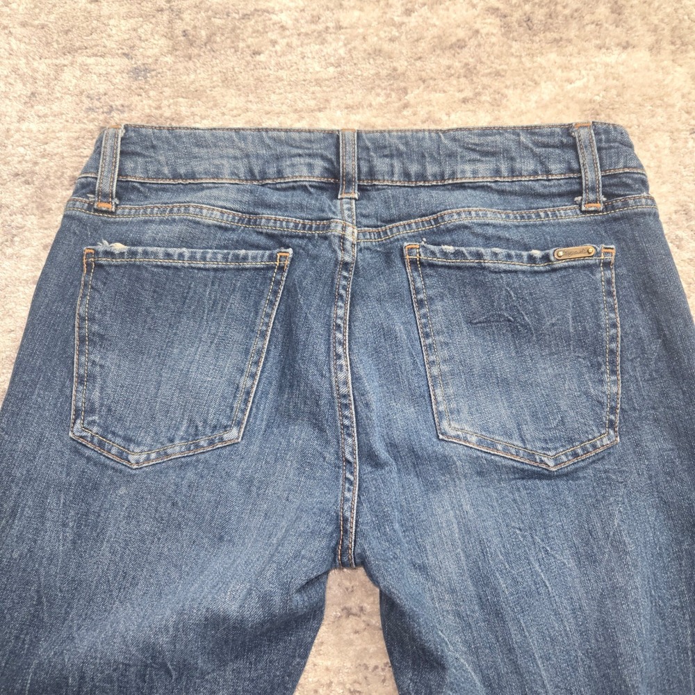 Acquaverde Blue Flare Leg Denim Jeans Snap Button Hem Medium Wash Bell bottom - Picture 3 of 16